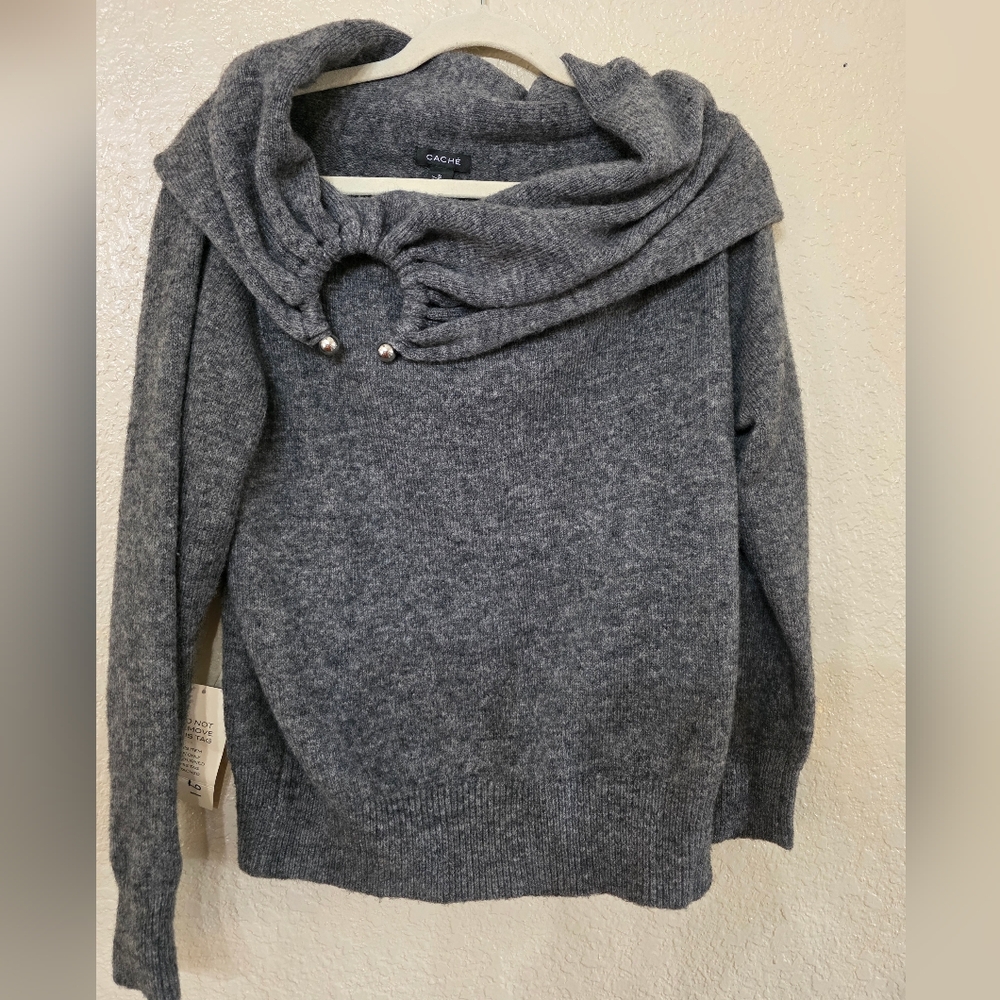 Cache Gray Women's Cowl Neck Sweater